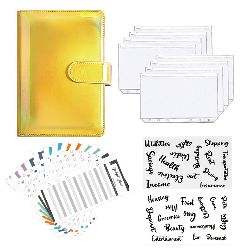 Wholesale Macaron A6 PU Leather Loose Leaf Accounting Laser Notebook